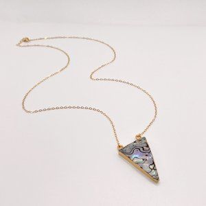 Gold Abalone Triangle Necklace